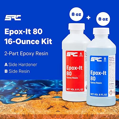 SPRESIN Epox-It 80 Clear Epoxy Resin Kit 16 Oz (8 Oz Part A + 8 Oz Part B) for Beginners and Experts, Epoxy Coating, Bar Top, Countertop, Tabletop, Crystal Clear Formula, Jewelry Art, Laminating - size: 16 oz