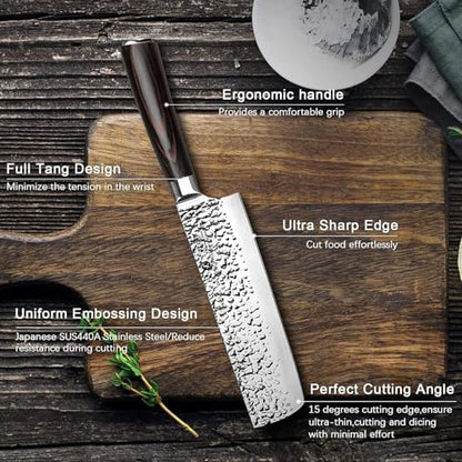 imarku Nakiri Knife, Razor Sharp 7 Inch Multipurpose Vegetable Japanese Chef Knife, High Carbon Stainless Steel Meat Cleaver, Gyutou Knife with Ergonomic Handle, Birthday Gift - color: Black with Espresso Brown