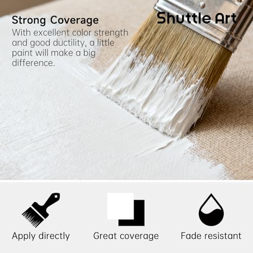 Shuttle Art White Fabric Paint, 33.8 oz(1000 ml) Large Bottle with Pump, Permanent Fabric Paint for Furniture, Sofa, Cushions, Clothes, Soft Non-Toxic Textile Paint for Color Changing, Renewal & Art Creations - color: White