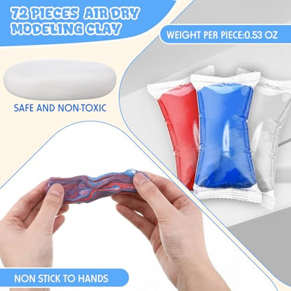 WinnerWhy 72 Pcs 38oz Air Dry Modeling Clay Ultra Light Modeling Clay for Kids DIY for Sculpting Air Dry School Gift (White, Red, Blue) - color: White, red, blue