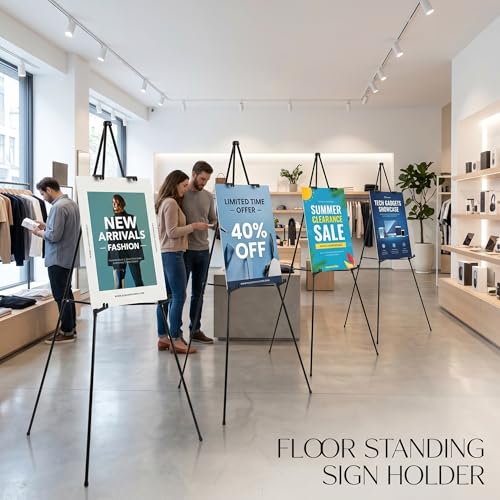 MXG Portable Black Easel Stand for Sign, Painting & Display, 66" Adjustable Height Metal Tripod with Foldable Design, Quick Setup for Canvas, Poster Board, Art Exhibition & Classroom - color: black