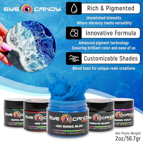 Eye Candy Resin Pigment Paste – Highly Pigmented Epoxy Color, 2 oz, Solid Non-Metallic, Mixable for Custom Shades (Aoi Ringo Blue) - color: Aoi Ringo Blue