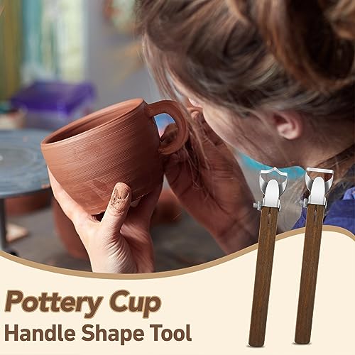 Therwen 2 Pcs Mug Handle Carving Tool, Pottery Handle Making Tool, Clay Extruder Trimming for Ceramic Tea Cup Mug Utensil Vase Clay Cutters Sculpture Craft(Simple Style) - color: Simple Style