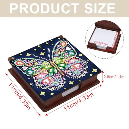 Diamond Painting Kit memo Box, Diamonds Art DIY Colorful Butterfly Patterns Sticky Note Box Special Shape Drill, with 160 Sticky Note, Ideal for Home Office Supplies, Handicrafts, Holiday Gifts - color: Colorful butterfly