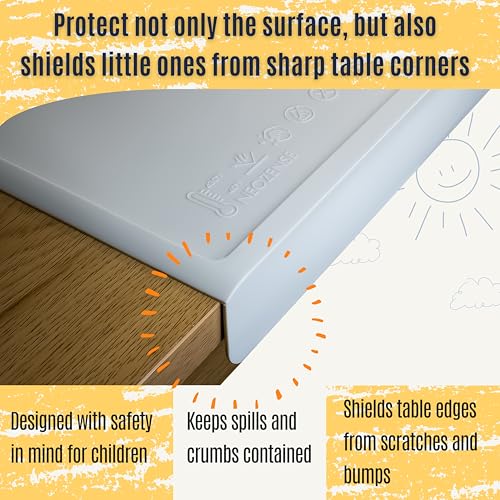 Silicone Craft Mat for Painting, PlayDoh and Art Projects with Angle-Protective Safety Edge – Toddlers & Kids Placemat – Non-Slip & BPA-Free Food Mat – 1.5mm Thick, 24"x16", Cloud Gray - color: Cloud Gray, size: 24"L x 16"W