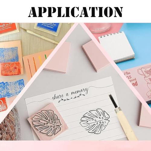 8PCS 4x6 Inch Linoleum Carving Blocks for Printmaking, Rubber Linocut Block Stamp Making Kit with Wood Carving Tools and Rubber Brayer Roller, Soft Stamp Carving Kit for DIY Crafts