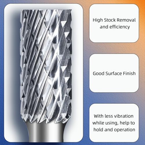 SA-3 Tungsten Carbide Rotary Burrs 1/4" Shank Double Cut Cylindrical Rotary Files Carbide Die Grinder Bits for Metal Woodworking Grinding Carving and Engraving - style: SA-3