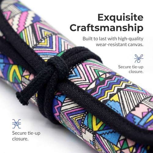 2 Pack Art Paint Brush Holder, Deluxe Bohemian Style Storage Organizer Roll-Up Case Bag with 20 Slot Pockets, Protects Artist Acrylic Oil Watercolor Paintbrushes(Bohemian)