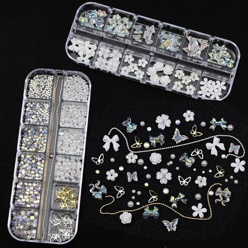 Flower Nail Art Charms Rhinestones Nail Charms Luxurious Nail Supplies Accessories Nail Gems Jewelry Rhinestones for Women Nail Design - color: Colorful-05