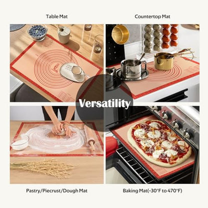 Non-slip Silicone Pastry Mat Extra Large with Measurements 36''By 24'' for Baking Mat, Counter/Dough Rolling/Oven Liner/Fondant/Pie Crust（Red） - size: 36"L x 24"W