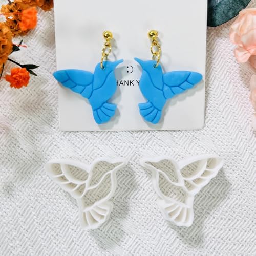 Xaekicr Hummingbird Polymer Clay Cutters – 4 Pcs Clay Cutters for Polymer Clay Jewelry, Bird Shape Clay Earring Cutters, DIY Clay Tools for Earrings and Crafts - color: L color