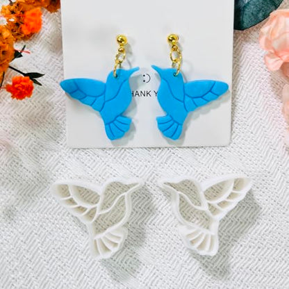 Xaekicr Hummingbird Polymer Clay Cutters – 4 Pcs Clay Cutters for Polymer Clay Jewelry, Bird Shape Clay Earring Cutters, DIY Clay Tools for Earrings and Crafts - color: L color
