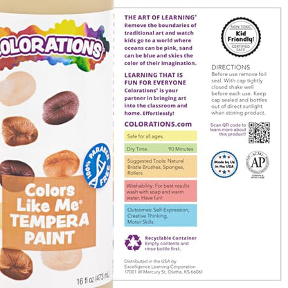 Colorations CMEB Colors Like Me Multicultural Paint, Ebony 16 oz. - color: Ebony
