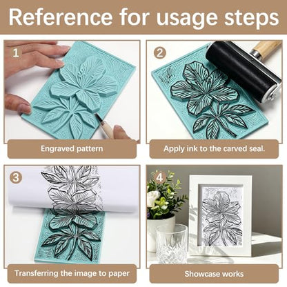 12 Pack 4"x6" Green Soft Rubber Linocut Blocks, Easy to Carve Relief Printing Blocks for Stamp Making, Linocut Printmaking, DIY Art and Hand Craft Projects - color: Green linocut 4x6x0.24in-12pcs