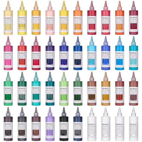 MEEDEN Soft Body Acrylic Paints Set: Matte Finish 40 Colors x 250ml/8.45oz Fluid Acrylic Paints for Art Painting on Canvas Wood & Glass for Students Adults Artists - color: 250ml x 40 Colors Set