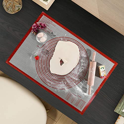 Non-slip Silicone Pastry Mat Extra Large with Measurements 36''By 24'' for Baking Mat, Counter/Dough Rolling/Oven Liner/Fondant/Pie Crust（Red） (Pack of 2) - size: 36"L x 24"W (Pack of 2)