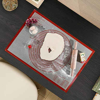 Non-slip Silicone Pastry Mat Extra Large with Measurements 36''By 24'' for Baking Mat, Counter/Dough Rolling/Oven Liner/Fondant/Pie Crust（Red） (Pack of 2) - size: 36"L x 24"W (Pack of 2)