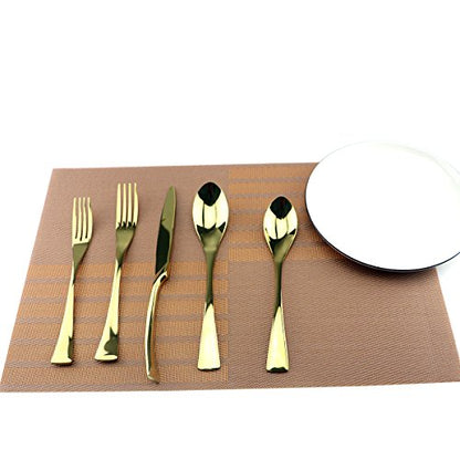 Cutlery Set, 20-piece Mirror Polishing Gold 18/10 Stainless Steel Dinnerware Flatware Sets,Service for 4,w/Dinnerware Knife, Forks, Soup Spoon, Salad Spoon, Dessert Fork - size: 4-set-gold