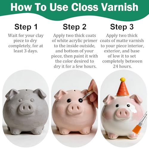 Air Dry Clay Glaze, Clay Varnish for Air Drying Clay, Clear Acrylic Varnish for Craft Pottery Waterproof Gloss Finish，Prevent Clay Cracking, Scratches(120ml)