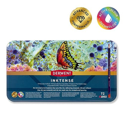Derwent Coloured Pencils, Inktense Ink Pencils, Drawing, Art, Metal Tin, 72 Count (2301843) - size: 72 Count (Pack of 1)