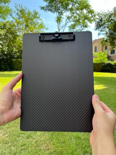9.4 * 12.6 * 0.06inch Carbon Fiber clipboard,Ultra Hard&Weight Light&Portable,Strong Black Low Profile Clip with Hook&Pen Holder,Letter/A4 Size Writing Board,Classic 3k Twill - color: Black Clip, size: 9.4*12.6*0.06inch+1Clip