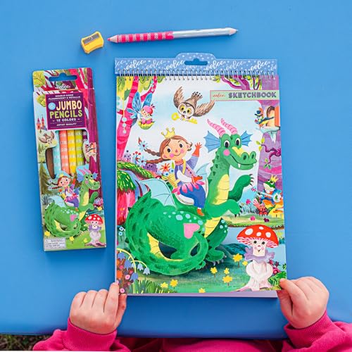 eeBoo: Fairytale Dragon Spiral Bound Blank Sketchbook - 60 Pages, 140 GSM/95 LB Paper, 8.5x11, Eco-Friendly, Kids Art Supplies - style: Fairytale Dragon