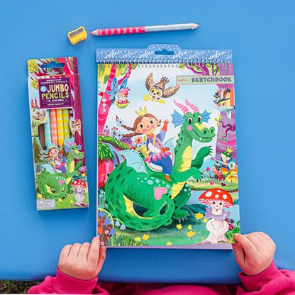eeBoo: Fairytale Dragon Spiral Bound Blank Sketchbook - 60 Pages, 140 GSM/95 LB Paper, 8.5x11, Eco-Friendly, Kids Art Supplies - style: Fairytale Dragon