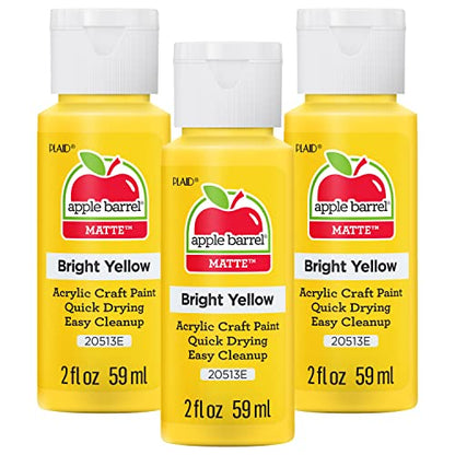 Apple Barrel Acrylic Paint, Bright Yellow (Pack of 3) 2 oz, 20513EA- (Pack of 3) - color: Bright Yellow, size: 2 Fl Oz (Pack of 3)