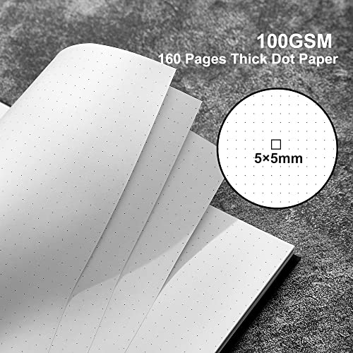 Dot Grid Spiral Notebook A5 Spiral Bullet Dotted Journal 160 Pages Thick Dot Paper Notebooks Plastic Hardcover Spiral Notebook 5x7 Wire Bound Notebooks for Note Taking School Office Supplies,Black - color: Black, style: B - Dotted - A5