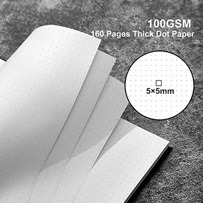 Dot Grid Spiral Notebook A5 Spiral Bullet Dotted Journal 160 Pages Thick Dot Paper Notebooks Plastic Hardcover Spiral Notebook 5x7 Wire Bound Notebooks for Note Taking School Office Supplies,Black - color: Black, style: B - Dotted - A5