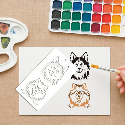 12 Sheets Pet Theam Stencils for Painting, 25 Styles Dog Cat Dog Bone Drawing Templates Cute Animal Reusable Border Stencil for Painting on Wall Wood Home Decor - style: Pet
