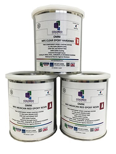 Coloredepoxies 10009 Red Epoxy Resin Coating Made with Beautiful and Vibrant Pigments, 100% solids, For Garage Floors, Basements, Concrete and Plywood. 3 Quart Kit - color: Red, style: 3 Quart Kit