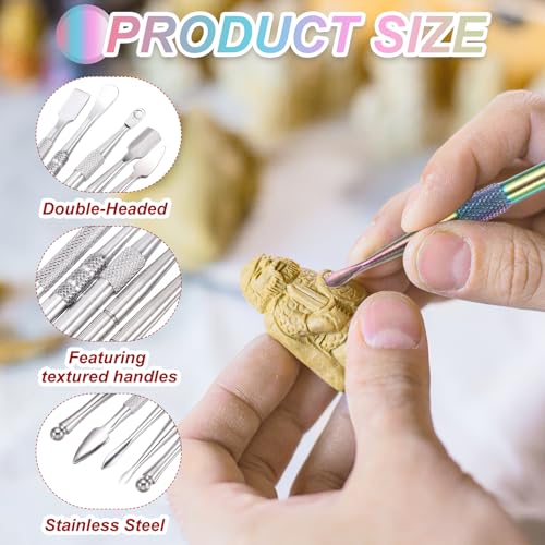 MECCANIXITY 6 Pcs Wax Carving Tools Stainless Steel Wax Carving Sculpting Tools with 5ml Silicone Container Jar and Portable Metal Black Case for Modeling Shaping, Silver Tone - color: Silver Tone, Black Metal Case