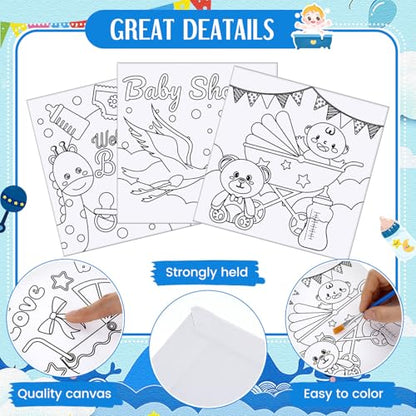 Honoson 6 Pcs 6 Inch Pre Drawn Outline Canvas Paint Kit with Pictures for Adults Paint Party Stretched Canvas Art Boards Set for Adult Beginner(Baby Shower) - style: Baby Shower