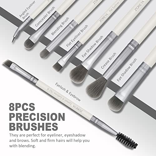 ZOREYA Makeup Brushes - 15 Pcs Premium Bamboo Charcoal Infused Bristles Makeup Brush Set, Foundation Concealers Eye Shadows Make Up Brush,Eyeliner Brushes(White) - color: White