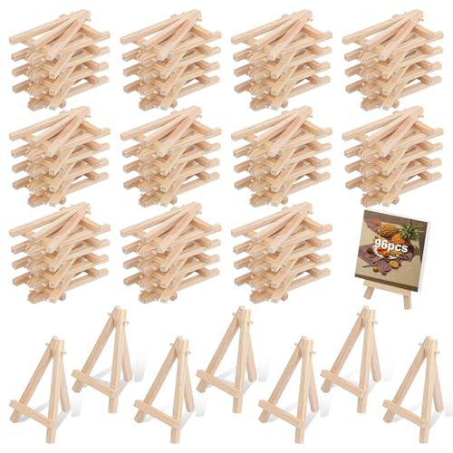 Yiksonyo 96 Pack 4.5 Inch Wooden Easel, Tabletop Wood Easels, Small Wooden Easel for Painting, Art, and Crafts - size: 96 Pack 4.5 Inch