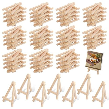 Yiksonyo 96 Pack 4.5 Inch Wooden Easel, Tabletop Wood Easels, Small Wooden Easel for Painting, Art, and Crafts - size: 96 Pack 4.5 Inch