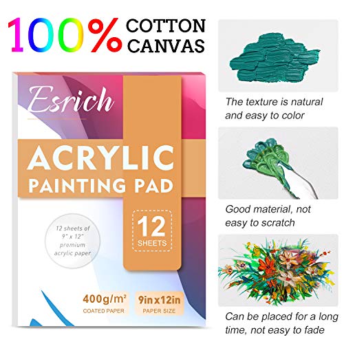 ESRICH Acrylic Paint Set, 74 PCS Professional Paint Supplies with Paint Brushes, Wooden Tabletop Easel, Canvases, Painting Pads, Palette, Paint Knives, Brush Cup and Art Sponge for Hobbyists Beginners - color: 36 Color Acrylic Paints