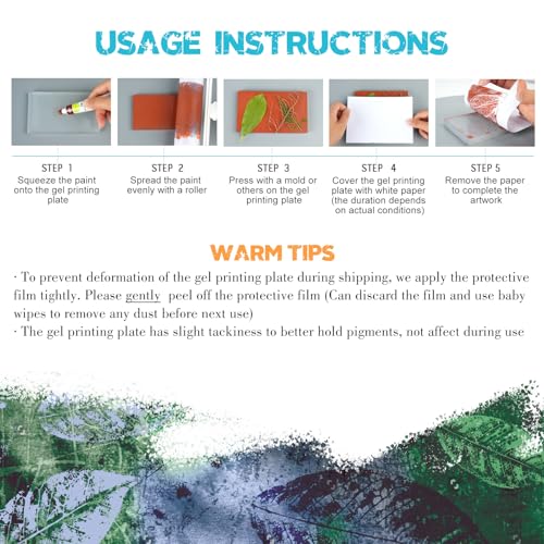 Vollence 12" X 14" Reusable Gel Monoprinting Plate – Reusable Art Plate for Press and Texture Printing - size: 12" x 14"