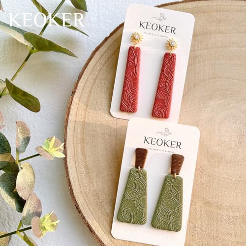 Keoker Polymer Clay Texture Sheets Set, Works with Boho Polymer Clay Cutter,The Same Effect as Polymer Clay Texture Roller, Boho Texture Sheets for Polymer Clay, Clay Earring Molds for Earrings (2) - color: Boho2