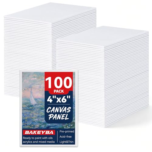 100 Pack 4x6 Inch Mini Painting Canvas Boards for Kids Mini Canvas Panels White 100% Cotton for Acrylics Oil Watercolor Tempera Paints Art Class Supplies - size: 4"x6"- 100pcs