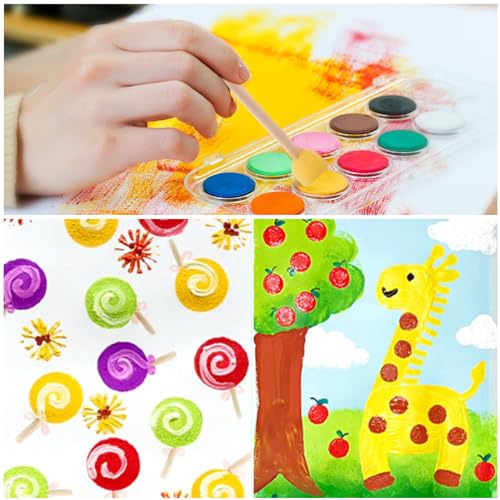 20 Pcs Round Foam Paint Brushes - Round Painting Sponges 4 Sizes (0.6", 0.75", 1.15", and 1.5") - Premium Foam Brushes - Sponge Brush Ideal Painting Tools for Kids, Acrylics & Varnishes