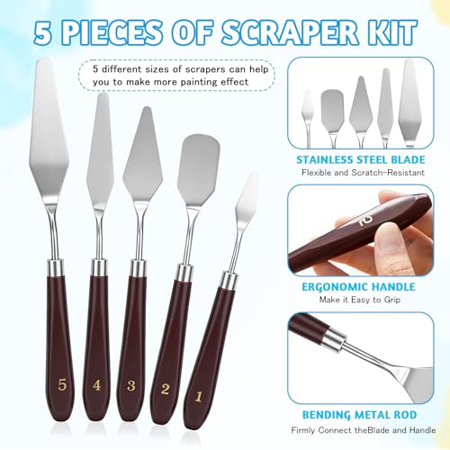 15 PCS Palette Knife Set, Plastic Textured Art Supplies Kit, 5 Pcs Stainless Steel Palette Knives, Clay Scraper Set for Drawing Artists, Acrylic Painting, DIY Crafts (15 PCS) - color: 15 Pcs