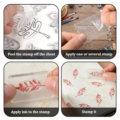 4 PCS Acrylic Stamp Block, 2 Sizes Clear Stamp Block with Grid Lines Stampings Tool, Acrylic Blocks for Stamping Acrylics Stamping Blocks for Crafting Scrapbooking Crafts, Card Making DIY Ornaments