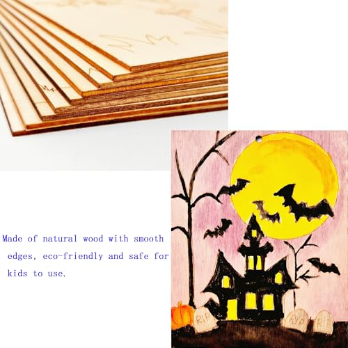 Piatoeke 16PCS 5.9×4.7in Unfinished Wooden Halloween Cutouts Board for Kids Painting,Wood Crafts DIY Fun Things to Paint and Hang(Halloween) - color: Halloween