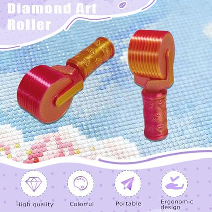 Jzzuau Diamond Art Roller, Diamond Painting Press Roller for Smooth Pressing, Easy-Grip Tool for Rhinestone Embroidery and DIY Crafts - color: Pink Gold