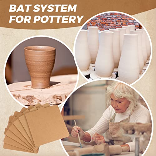 Pinkunn 22 Pcs Bat System for Pottery Wheel Clay Pottery with Removable Inserts 2 Pack 12'' Round Outer and 20 Pack 7'' Square Inner Bat with 3 Sponge for Potters Clay Artist