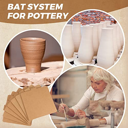Pinkunn 22 Pcs Bat System for Pottery Wheel Clay Pottery with Removable Inserts 2 Pack 12'' Round Outer and 20 Pack 7'' Square Inner Bat with 3 Sponge for Potters Clay Artist