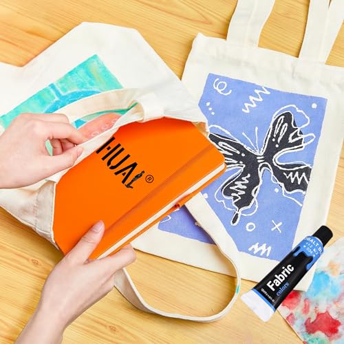 HUAL Fabric Paint Set for Clothes 12 Vibrant Colors Textile Paint with 6 Brushes & Palette Quick-Drying, Non-Toxic Fabric Paint Kit for T-Shirts, Shoes, Canvas, DIY Art & Crafts Premium Gift Box - color: Black Box (Regular)