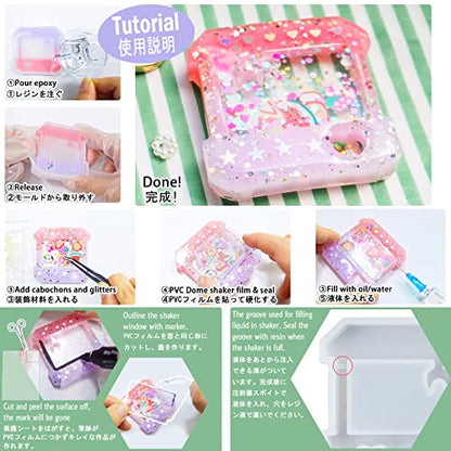 Resin Shaker Molds Set Epoxy Jewelry Casting Supplies Claw Machine, Dessert Truck, Game Console, Bear, Milk 5 Silicone Trays with 5 Seal Films Large Height 2.3-3inch - color: 3inch Large Kawaii Charms Craft Pack of 10